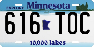 MN license plate 616TOC