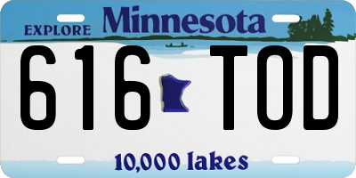 MN license plate 616TOD
