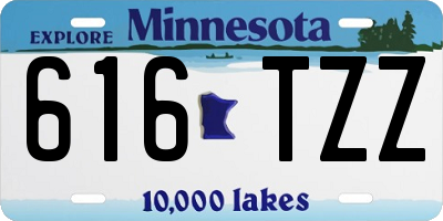 MN license plate 616TZZ