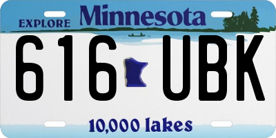 MN license plate 616UBK