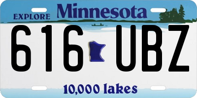 MN license plate 616UBZ