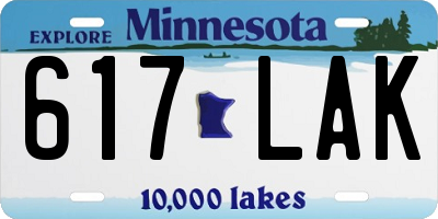 MN license plate 617LAK