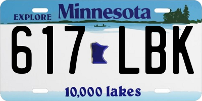 MN license plate 617LBK