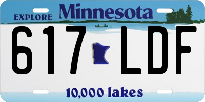 MN license plate 617LDF