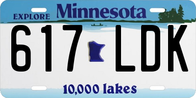 MN license plate 617LDK