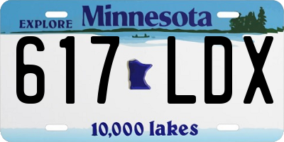 MN license plate 617LDX