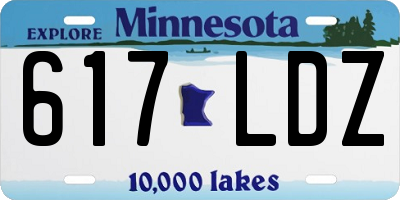 MN license plate 617LDZ