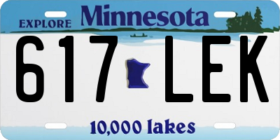 MN license plate 617LEK