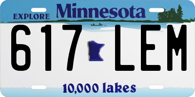 MN license plate 617LEM