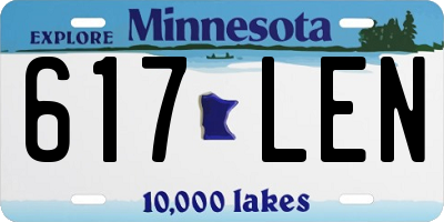 MN license plate 617LEN