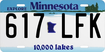 MN license plate 617LFK