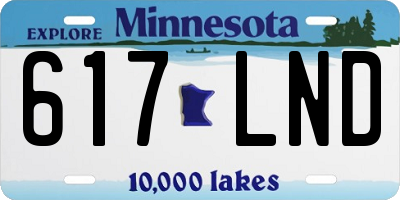 MN license plate 617LND
