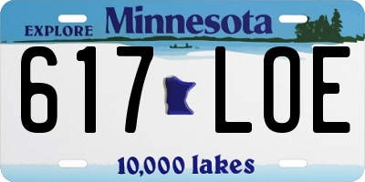 MN license plate 617LOE