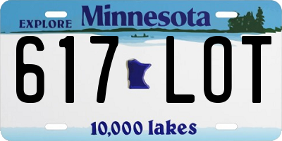 MN license plate 617LOT