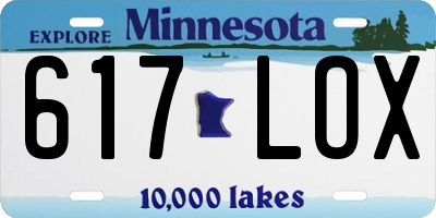 MN license plate 617LOX