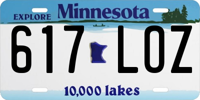 MN license plate 617LOZ