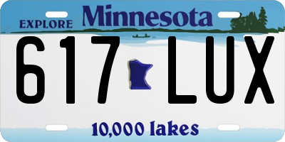 MN license plate 617LUX