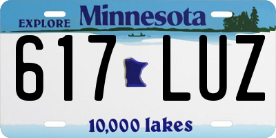 MN license plate 617LUZ