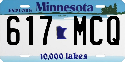 MN license plate 617MCQ