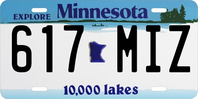 MN license plate 617MIZ