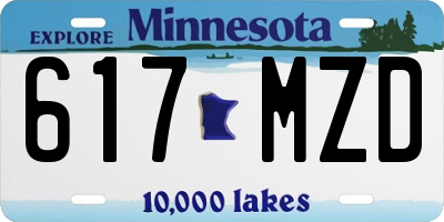 MN license plate 617MZD