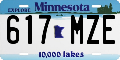 MN license plate 617MZE