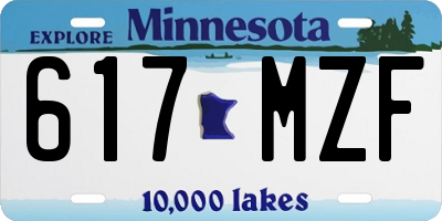 MN license plate 617MZF