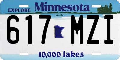 MN license plate 617MZI