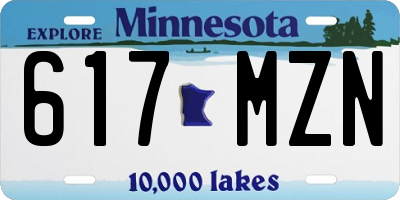 MN license plate 617MZN
