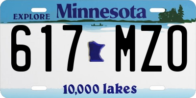 MN license plate 617MZO