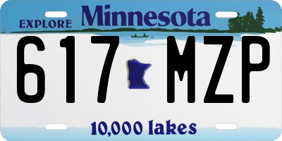 MN license plate 617MZP