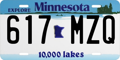 MN license plate 617MZQ