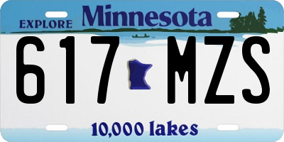 MN license plate 617MZS