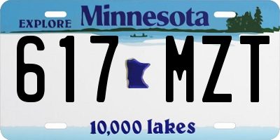 MN license plate 617MZT