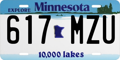 MN license plate 617MZU