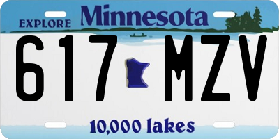 MN license plate 617MZV