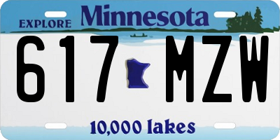 MN license plate 617MZW