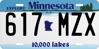 MN license plate 617MZX