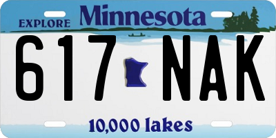 MN license plate 617NAK