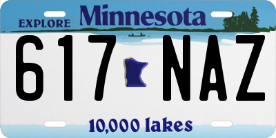 MN license plate 617NAZ