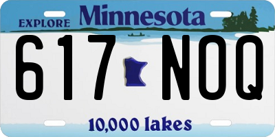 MN license plate 617NOQ