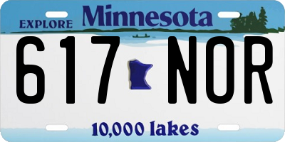 MN license plate 617NOR