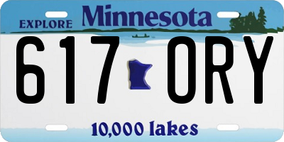 MN license plate 617ORY