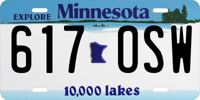 MN license plate 617OSW