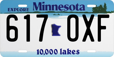 MN license plate 617OXF