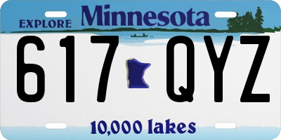 MN license plate 617QYZ