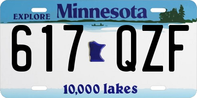 MN license plate 617QZF