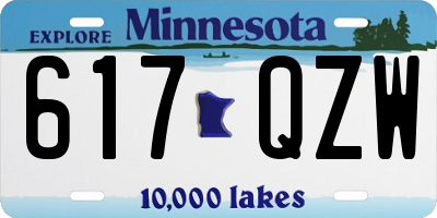 MN license plate 617QZW