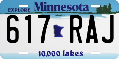 MN license plate 617RAJ