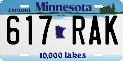 MN license plate 617RAK